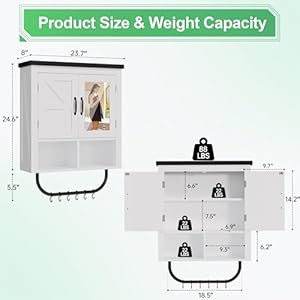 Medicinecabinetmirrorandadjustableshelffarmhousebathroomwallcabinetwithmirrortowelbarand6pcshooksfloatingstoragecabinetforbathroomkitchenhallway Urban Country Home Decor Medicine cabinet mirror and adjustable shelf farmhouse bathroom wall cabinet with mirror towel bar and 6pcs hooks floating storage cabinet for bathroom kitchen hallway urban country home decor