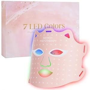 SDKWDH Blue Red Light Therapy Mask for Face,Led Face Mask Light Therapy At Home, 7 Colors LED Face Mask Light Therapy