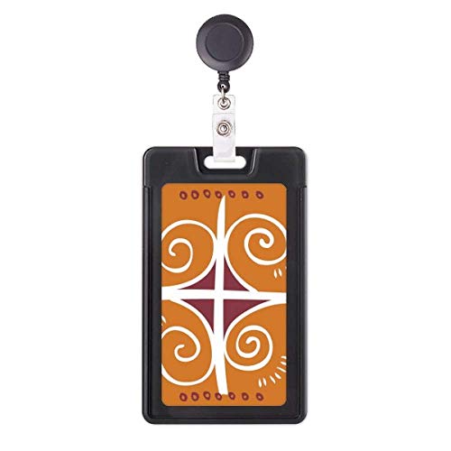 Porte-badge rétractable marron motif totems mexicains pour ne plus perdre son badge