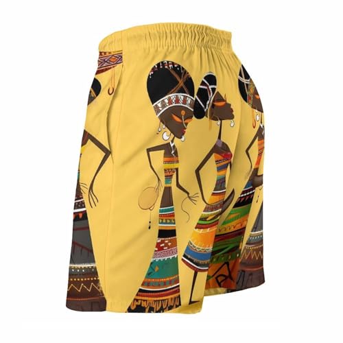 Mens Shorts Creative African Culture Men Swim Trunks Quick-Dry Beach Shorts with Drawstring Pocket Bathing Suit4