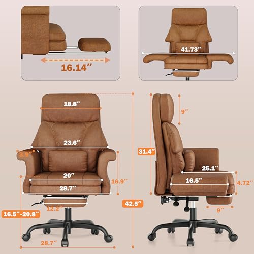 ELABEST C39 Cross Legged Office Chair with Footrest & Convertible Armrests - Pet-Friendly XL Home Desk Chair, Ergonomic Recliner with Lumbar Pillow, Criss Cross Design, Big and Tall Executive Chair