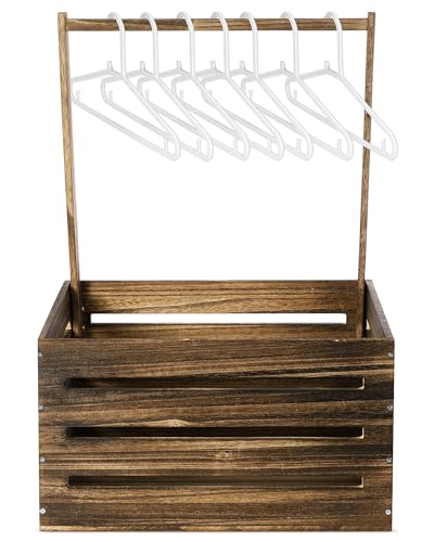 Image of Suzile Wooden Baby Shower Crate Closet, Wood Hamper New Baby Gift Basket with Handle Gender Reveal Storage Box for Pregnancy New Parent(Black Walnut Color,Classic)