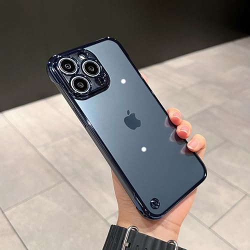 Coque iPhone 12 transparente rigide et fine bleu marine anti-choc