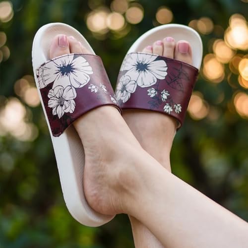 Image of YOHO Tropica Printed Comfortable Women Slides | Stylish Rainy Footwear & Waterproof Monsoon Sandals | Soft Inner Lining On Strap