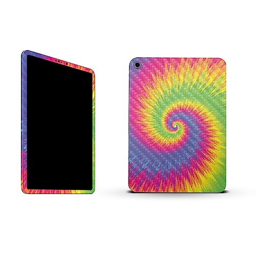 Image of MightySkins Carbon Fiber Skin Compatible with Apple iPad 10.9 inch 10th Gen (2022) Full Wrap Kit - Vibrant Tie Dye | Protective, Durable Textured Carbon Fiber Finish | Easy to Apply | Made in The USA