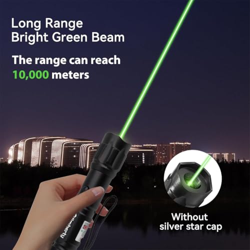Image of Climberty Powerful LED Green Laser Pointer, Waterproof Flashlight, 10000m Long Range, USB Rechargeable, 8 Pattern Projection Suitable for Stargazing Teaching Hiking and Construction Sites