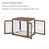 beeNbarks-Furniture-Style-Dog-Crate-End-Table-Double-Doors-Wooden-Wire-Dog-Kennel-with-Pet-Bed-Medium-and-Large-Pet-Crate-Decorative-Dog-House-Cage-Indoor-Use Dog Kennel with Pet Bed