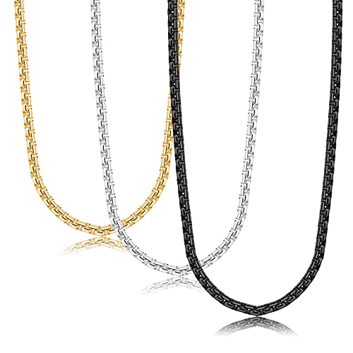 Jstyle Father's Day Gift 2Mm Mens Womens Stainless Steel Rolo Cable Chain Necklace, Square Rolo Chain Necklace For Men Women 24 Inch #TOP9