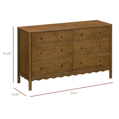 Image of Babyletto Swell 6-Drawer Assembled Baby Dresser, Natural Walnut | GREENGUARD Gold Certified, 6 Spacious Drawers, Dresser for Bedroom, Living Room & Hallway - Wooden Double Chest of Drawers