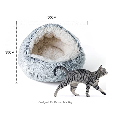CATISM Katzenbett Flauschig Katzendecke, 50cm Gemütlich Katzenbett für große Katzenkätzchen Washbar KuscheIn Hundebett Hundehaus Weiche Bequeme Grau