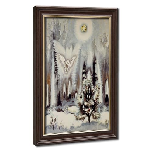 Impression sur toile hibou arctique Charles Burchfield idée cadeau déco originale lune d'hiver