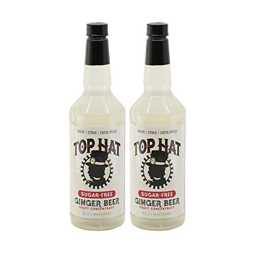 Top Hat Sugar Free Ginger Beer Concentrate - Keto Friendly Zero Calorie Moscow Mule Mix - 32oz bottles - 2 Pack