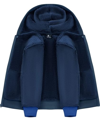 Image of ZITY Boys Zip Up Hoodie Fleece Jacket Kids Sherpa Lined Sweatshirts Outerwear Unisex Warm Winter Coat 6-15 Years Old