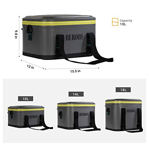 Deroos Soft Cooler Bag Lightweight Leak Proof Portable Cooler, 18Cans Insulated Waterproof Backpack Deep Freeze 72-Hour Cooler Bag For Hiking Camping Picnic Fishing Beer For Men Women,Grey #TOP1