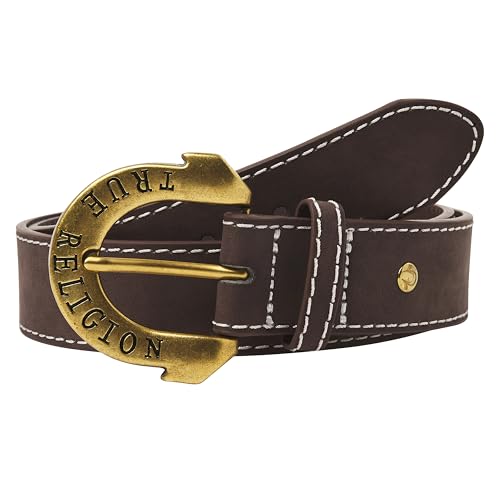 True Religion Belts for Women Womens Belts for Jeans Black Belt Engraved Horseshoe Buckle