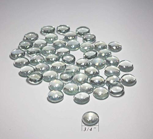 Muhome Clear Flat Glass Marbles, Glass Pebbles, Glass Gems For Vase Filler, Party Table Scatter, Glass Landscaping Stones, Aquarium Decorative Rocks, Glass Beads For Vases,1 Lbs (Approx 100 Pcs) #TOP2