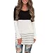 Hount Womens Back Lace Color Block Tunic Tops Long Sleeve T-Shirts Blouses With Striped Hem (X-Large, Black)