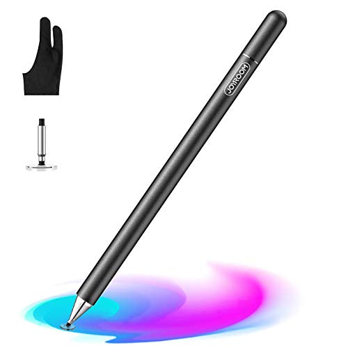 joyroom Stylus Pen for iPad, Capacitive Pencil for Kid Student Drawing, Writing, High Sensitivity, with Artist Glove(Palm Rejection), Apple iPhone iPad Android Samsung Surface (Black)