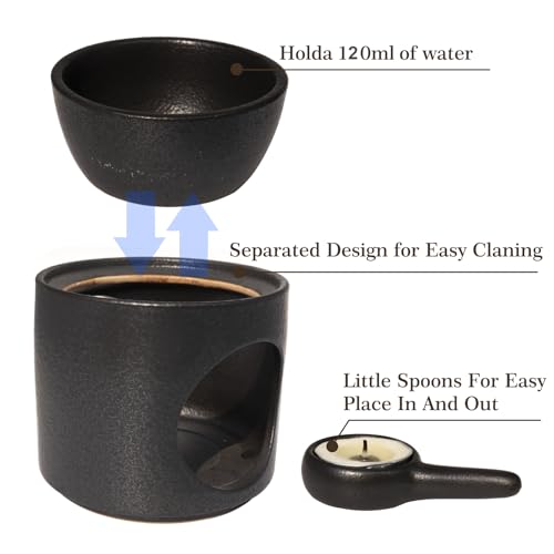 | Wax Burner | Tealight Warmer Ceramic | Wax Melt Candle Melter| Duftlampe | Scented Oil Diffuser with Tealight | Size H*11cm ø10cm with Removable Bowl & Tealight Holder | Matt Painting - Image 5