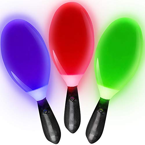 ArtCreativity Light-Up Color Changing Maracas, Pack of 3, Flashing LED Music Hand Shakers, Fun Noise Makers and Toy Musical Instruments, Birthday Party Favors, Goodie Bag Fillers for Kids