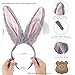 Bunny Rabbit Ears Headband and Badge Costume Accessories Set for Women Halloween Cosplay Party Holiday