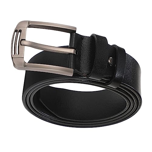 Men's Adjustable Leather Belt Pin Buckle Casual Belt for Men 120cm Length Black for Everyday Wear