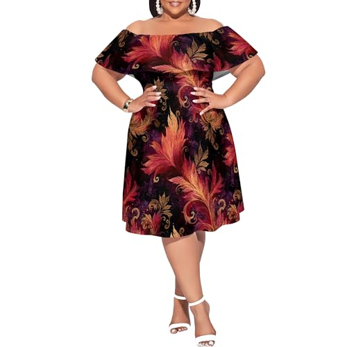 Image of SUZONANA Women's Plus Size Summer Dresses Floral Print Midi Dresses Flowy Sundresses