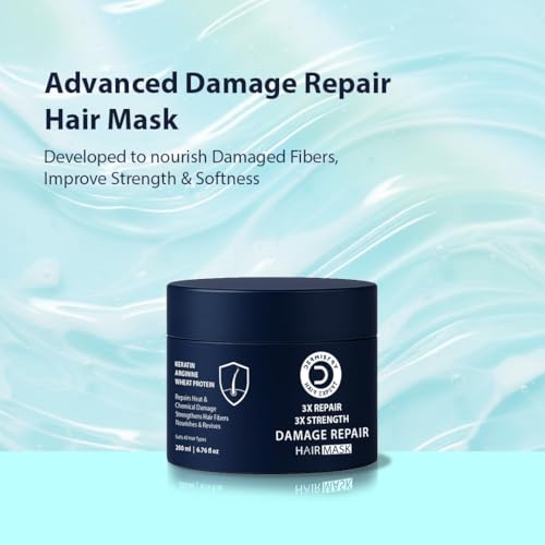 Image of Dermistry Keratin Damage Repair Hair Mask with Protein & Arginine for Dry Frizzy & Damaged Hair, Repairs Heat & Chemical Treated Hair Reduces Split Ends Adds Strength & Shine, Men & Women, 200ml