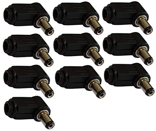 AERZETIX: 10x Fiche mâle connecteur Jack Adaptateur Prise d'alimentation - coudé 90° DC 5.5/2.1mm - à souder - C42273