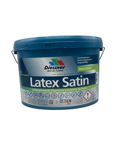 Diessner Latex Satin Dispersions-Latexfarbe Innenfarbe verschiedene Gebinde Wandfarbe (5 Liter)