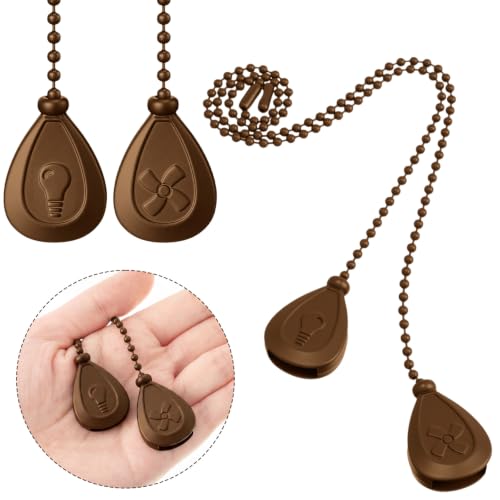 Image of Patelai 4 Pieces Ceiling Fan Pull Chain Extender Ornament 12 Inch Ceiling Pull Chain Extension Classic Drop Shaped Pendant Beaded Ball Cord for Fan Light lamp Decorative with Connector (Brown Bronze)