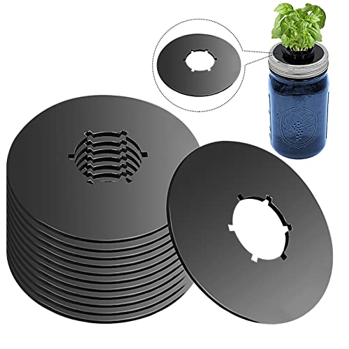 12PCS Kratky Lids Wide Mouth Hydroponic Cover Lids Kratky Mason Jar Lids Kratky Lid Insert Kratky Jar Cover Hydroponic Lids Kratky Hydroponics Supplies with Hole for Mason Jars Aerogardens Pods