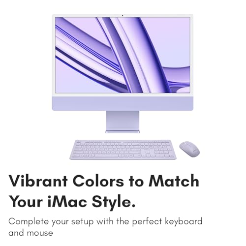 Macally Wireless Keyboard and Mouse Combo for Mac - Compatible Apple Bluetooth Keyboard and Mouse Combo for MacBook Pro/Air, iMac, Mac mini/Pro/Studio (Multi Device, Rechargeable, Emoji Keys, Purple)
