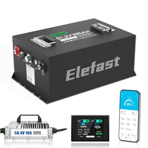 48V 105AH Lithium Lifepo4 Battery for Golf Cart Kit with 18A Charger...