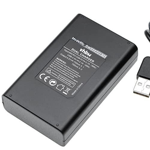 vhbw Cargador Micro-USB + USB-C Dual Compatible con Canon PowerShot SD4000 IS, SD3500 IS cámara/batería + Cable Micro-USB + LED