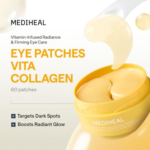 Image of Mediheal Vita Collagen Under Eye Patches for - Korean Hydrogel Eye Pads (60 patches) with 7 Vitamin & 5 Micro Collagen. Moisturizng & Non Irritating Eye Gel Mask. Sealing Cap Included.