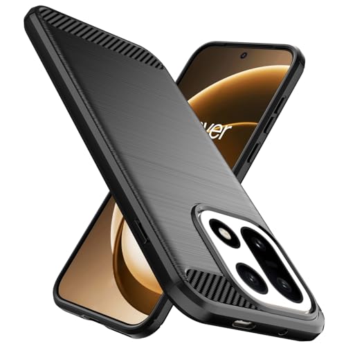 Natbok Capa projetada para Oneplus 15, TPU flexível [textura escovada] [antiderrapante] à prova de choque, proteção militar, capa fina para One Plus 15 5G, preta