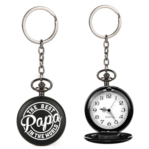 Image of Vintage Gandhi Style Pocket Watch with Engraved Designs & Messages Royal Black Analog for Men Women & Kids Includes Key Ring for car or Bike Keys Ideal Gift