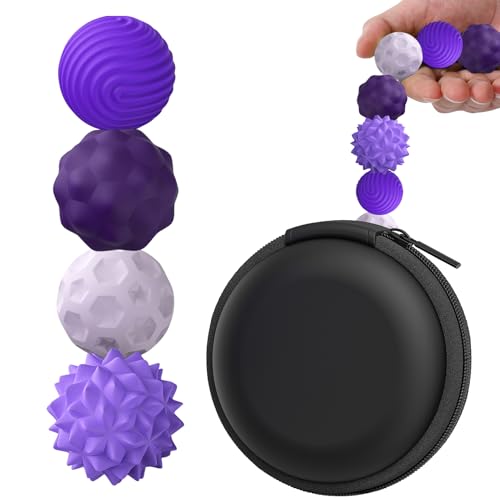 BUSOHA Silicone Fidget Balls – 4 Pack Fidget Toys Adults Sensory Toys Stress Balls for Adults Teens Gifts for Calming,Autism and ADHD Classroom Office