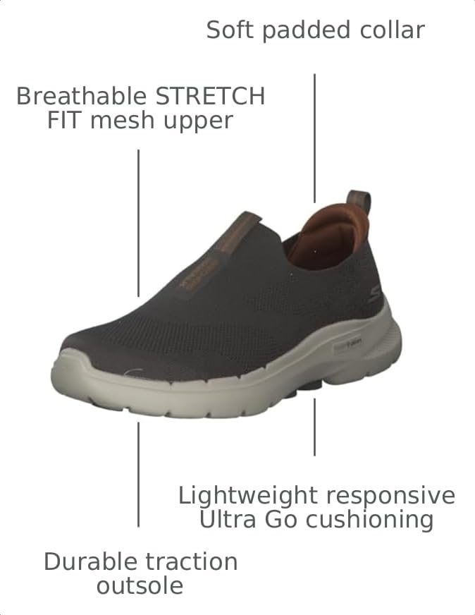 Image of Skechers Men's Go Walk 6 Stretch Fit Slip-On Athletic Performance Walking Shoe