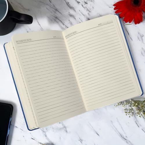 Image of Giftana Personalized Diary with Name, Customized Leather Notebook Diary with Magnetic Flip Lock, A5 Size, 192 Ruled Pages Office Diaries for Writing, New Year Corporate Gifts for Employee (Blue 2)
