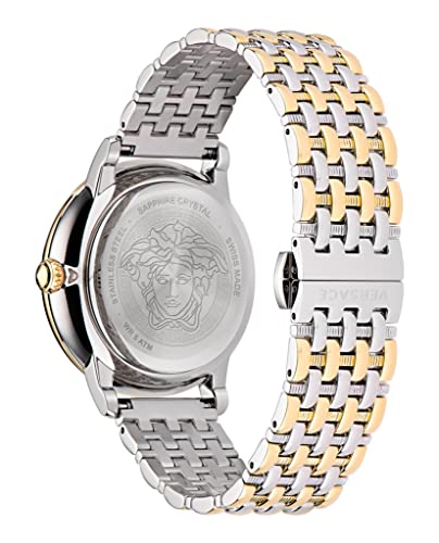 Versace La Medusa Collection Luxury Womens Watch Timepieces with a Two Tone Bracelet and Case Featuring a Silver Dial3