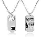 Basketball Player Number 30 Necklace Stainless Steel Cross Dog Tag Pendant,You Are Braver...