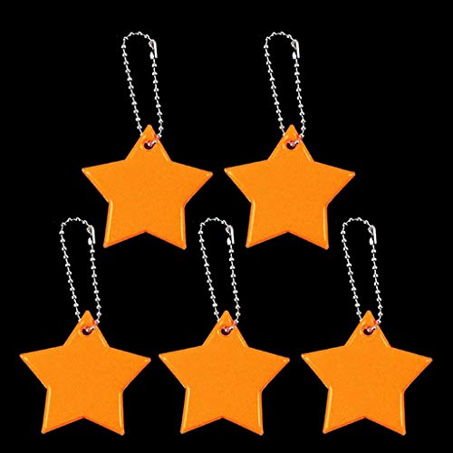 Preisvergleich Produktbild JERKKY Schlüsselbund, Kindersicherheitsreflektor Schlüsselring Star Ultra Reflective Gear Schlüsselbund für Kleidung Taschen Rucksäcke Kinderwagen Rollstühle Orange