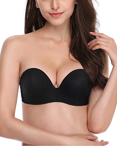 DotVol Women Hand Shape Custom Lift Lace Embroidery Wirefree Anti-Slip Push Up Strapless