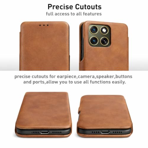 Image of Premium Vegan Leather Flip Wallet Phone Cover with Card Slot | Slim Durable Case with Kickstand, Magnetic Closure & Privacy Protection for Smartphones (Motorola Moto Edge 70) Black