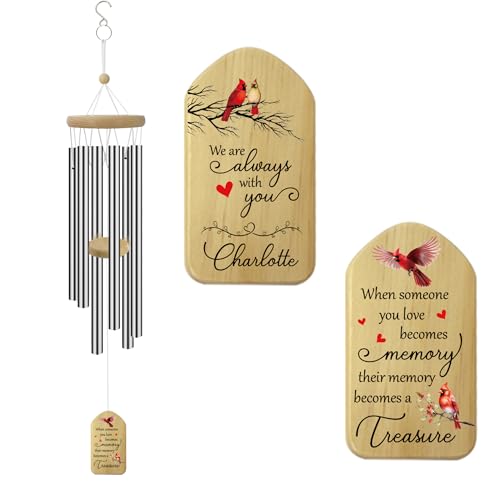 Image of ASTARIN Personalized Wind Chimes for Outside Deep Tone,Customized Windchime Outdoors, Chimes for Outdoors,Sympathy Wind Chimes Memorial for Mom Dad, memory