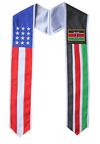 Del Mex Kenya and USA Combo Flag Graduation Sash Stole Country Pride (Kenya/USA)