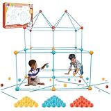 Kids Fort Building Kit 146 Pcs-Creative Play Tent for 4,5,6,7,8,9,10,11,12 Years Old Boy & Girls STEM Building Toys DIY Castles Tunnels Cave Rocket Tower Indoor & Outdoor