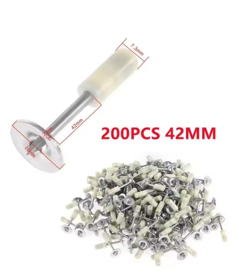 Round Nail Gun Kit, 200 Pieces, 42mm Length, 7.3mm Diameter, Manual Ceiling Fastener